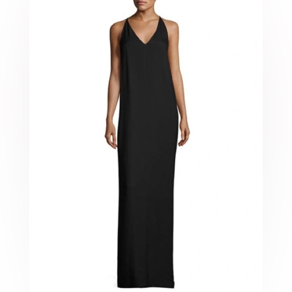The Row Nehal Crepe Black Maxi Dress V-neck Sleeveless